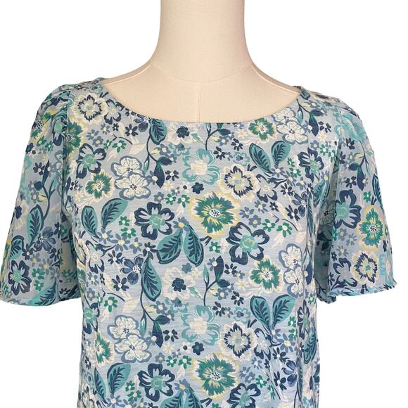 Lucky Brand Womens Gauzy Floral Top Fairycore Floral Flutter Sheer Size Medium - Picture 2 of 7